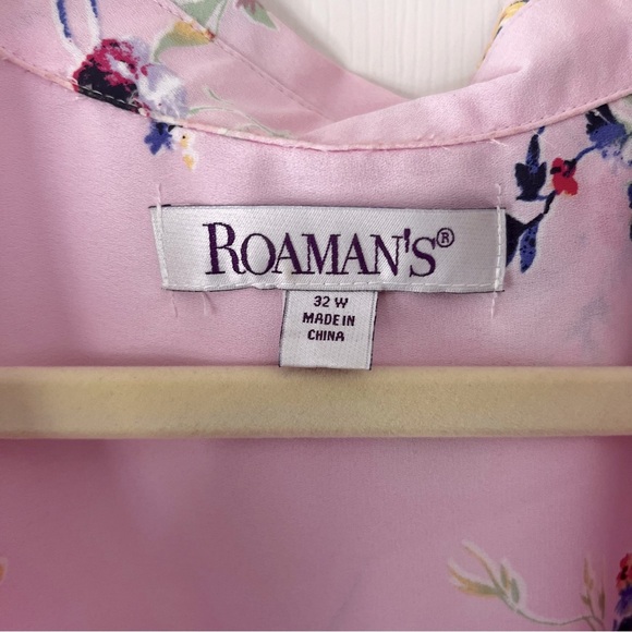 Roaman’s Lightweight Floral & Pink Plus Size Women’s Blouse 32W (3X) - Picture 9 of 13